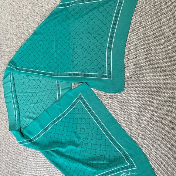 Effy Hematian Sheer Scarf Teal Turquoise Sheer Signature 18.5 x 58 - Picture 7 of 16